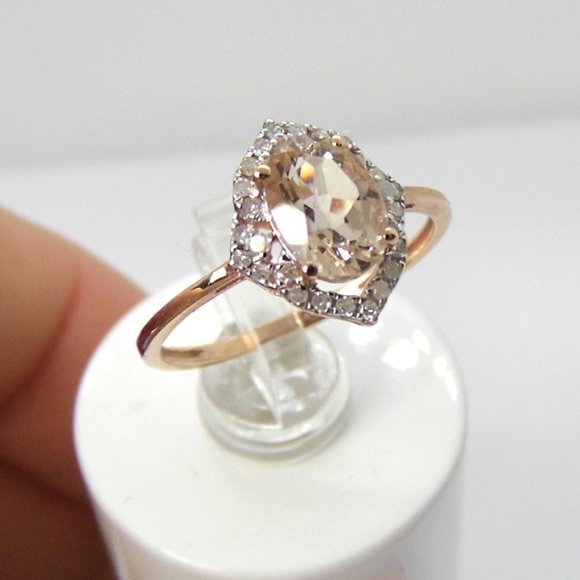 Morganite & Diamond 10KY Gold Ring